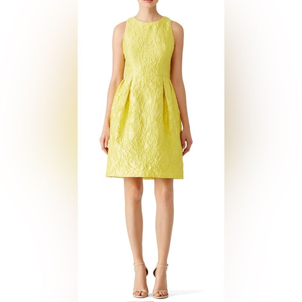 Carmen Mare Valvo Lemon Floral Jacquard Dress Size 4
